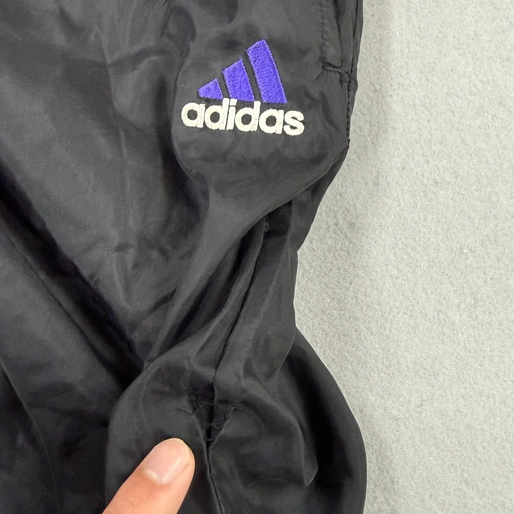 Vintage Adidas Track Pant Men Medium Black Ankle Zip Windbreaker Gym Run Workout